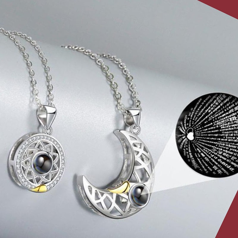 Collar de Pareja Sol y Luna – 100 Idiomas 🌙☀️